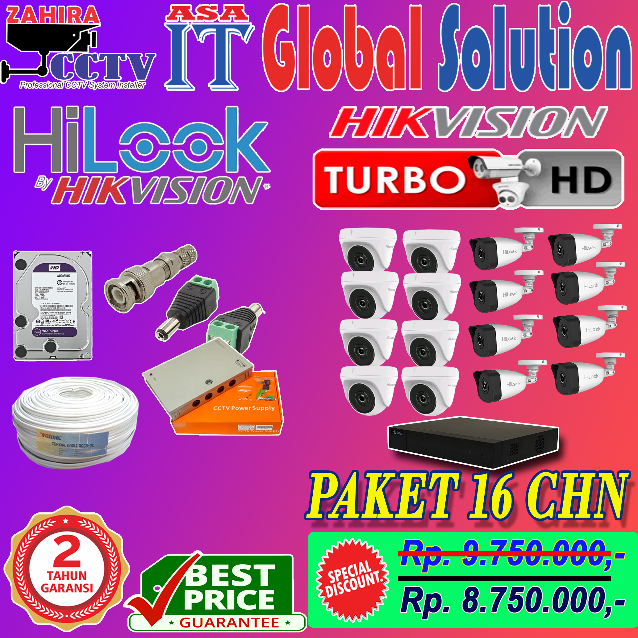 ZAHIRA CCTV PAKET CCTV 16 CHN 2MP HILOOK OKT 2020
